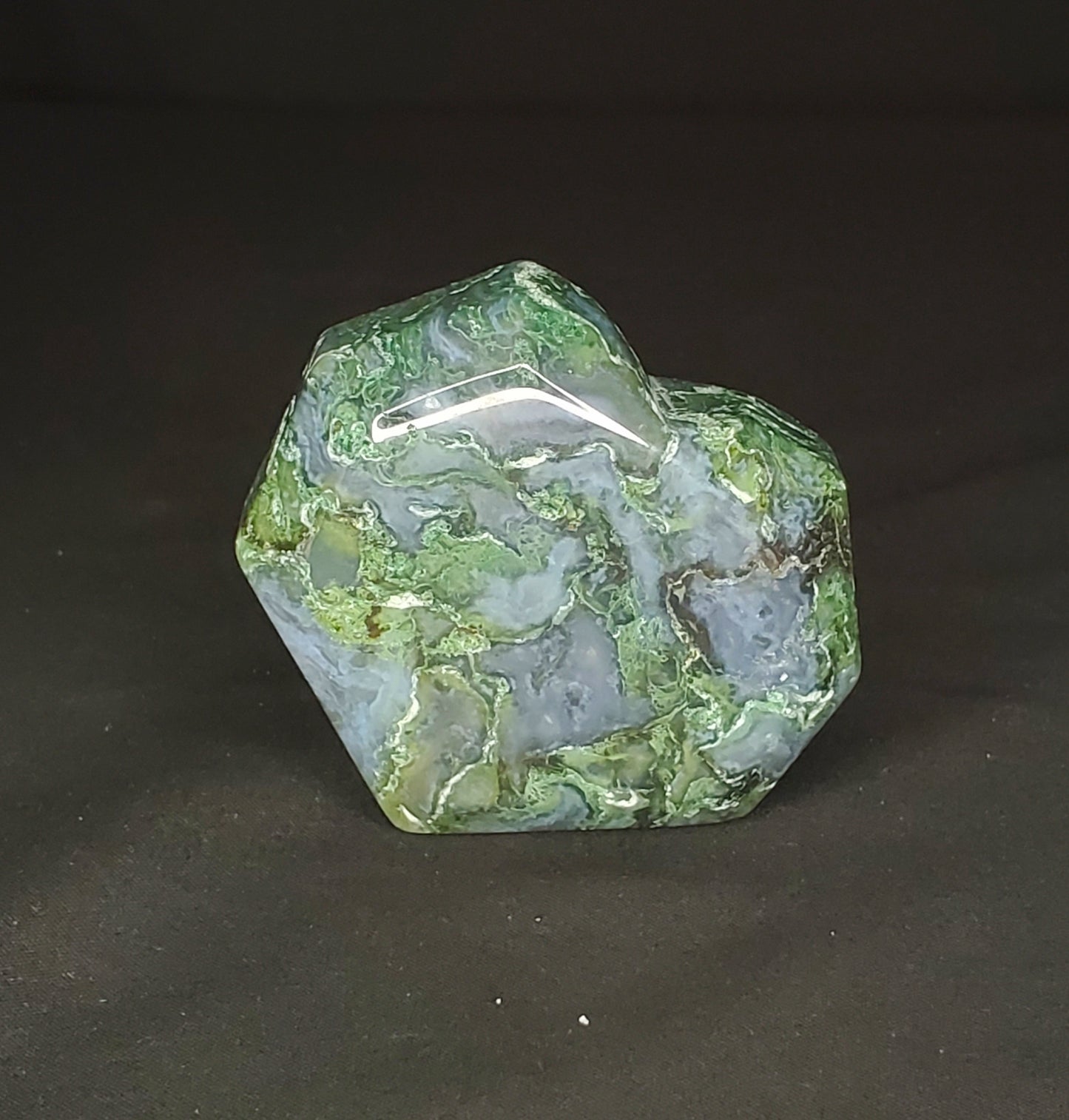 Moss Agate Heart Carving #