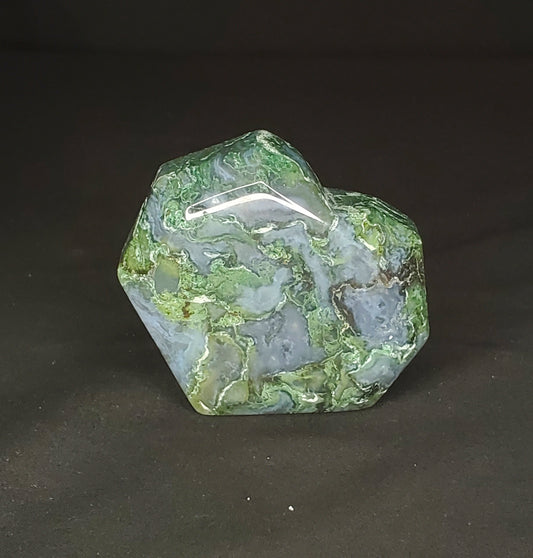 Moss Agate Heart Carving #