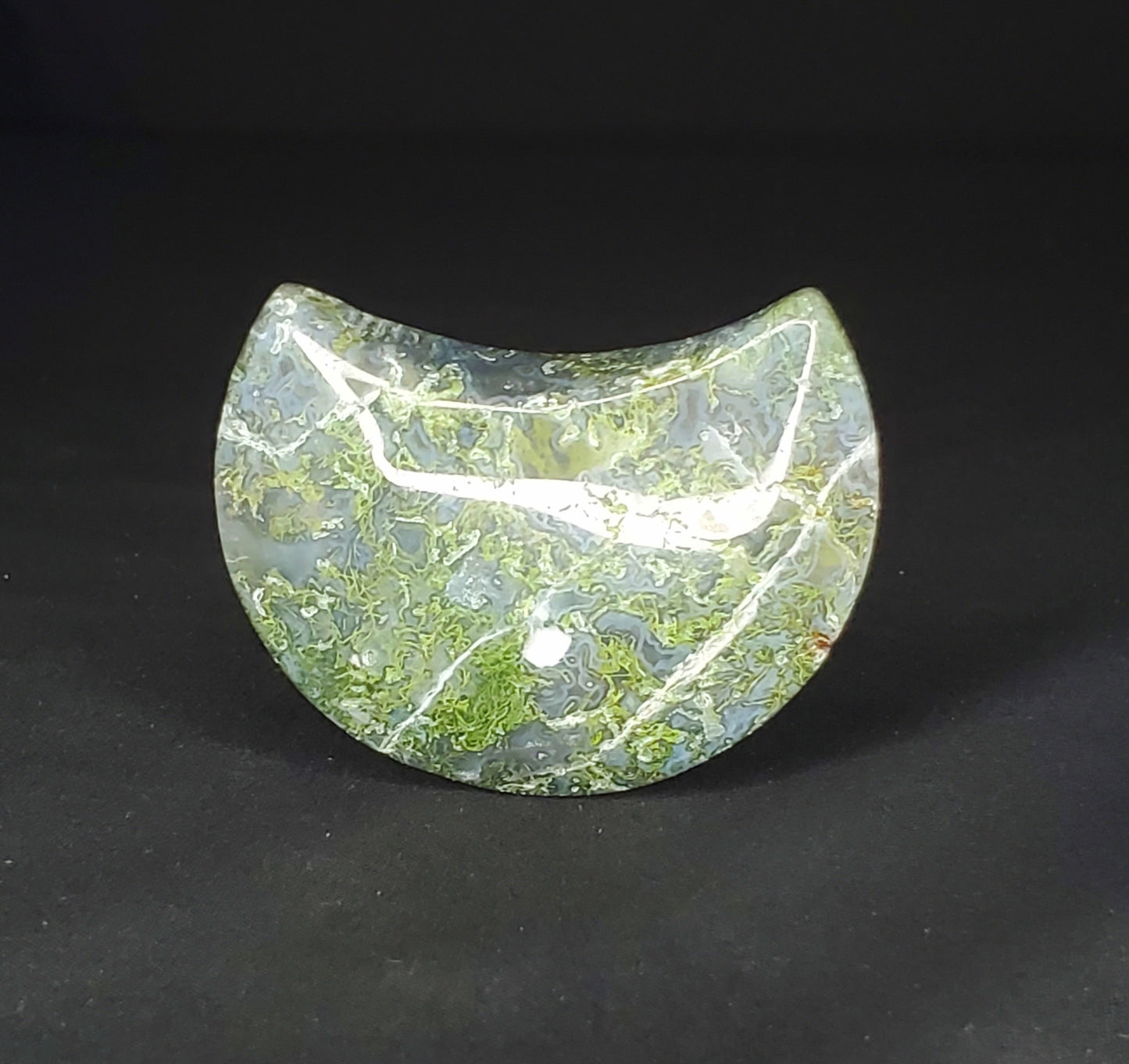 Moss Agate Moon Carving #