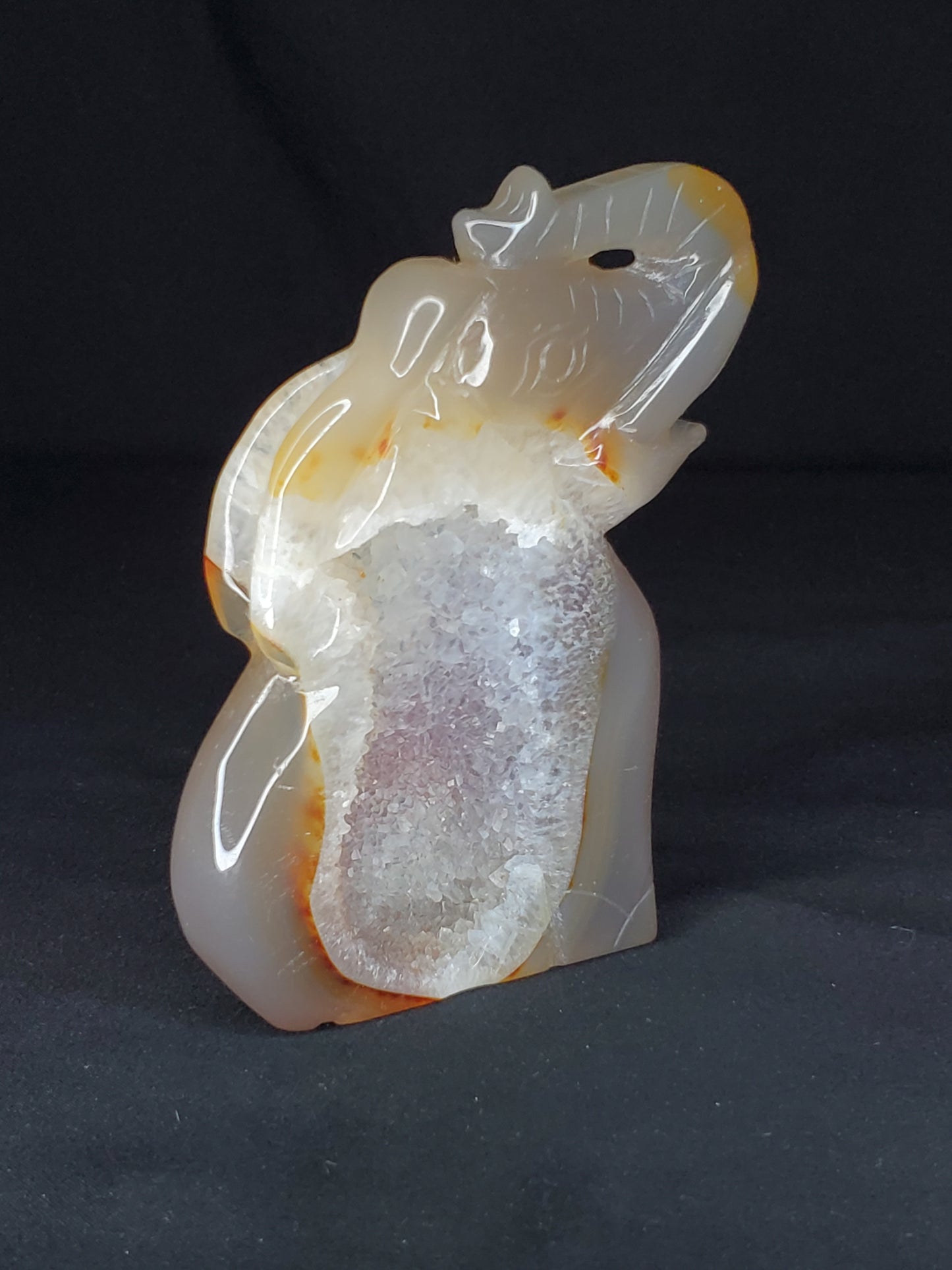 Druzy Agate Elephant Carving