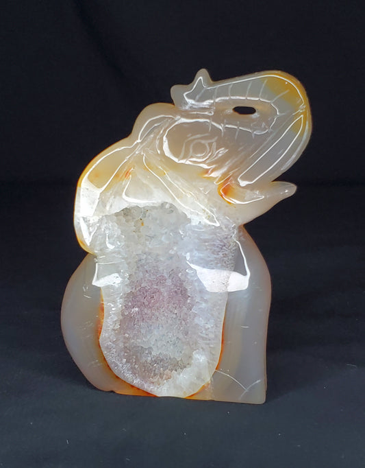 Druzy Agate Elephant Carving