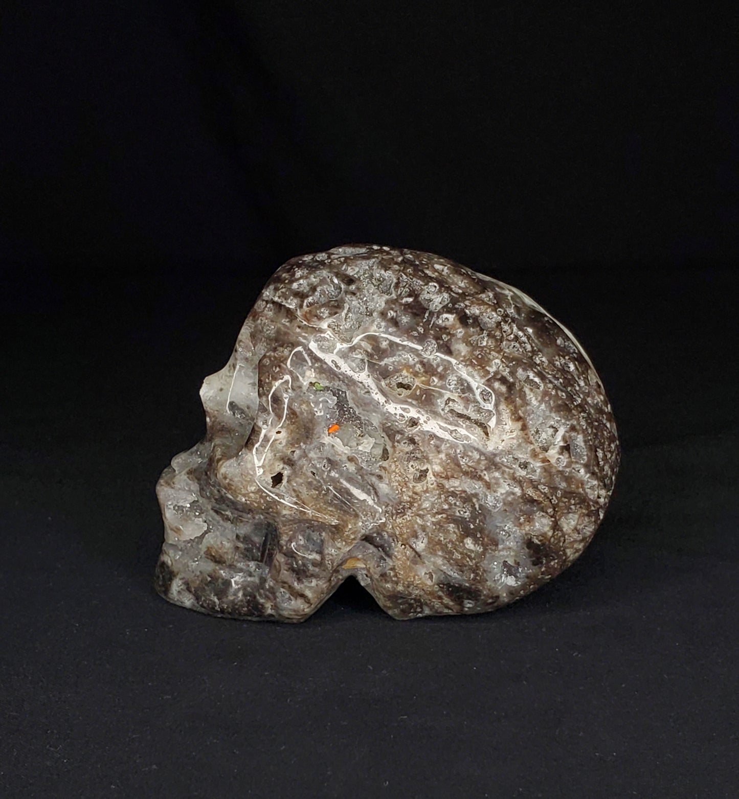 Druzy Sphalerite Skull Carving #