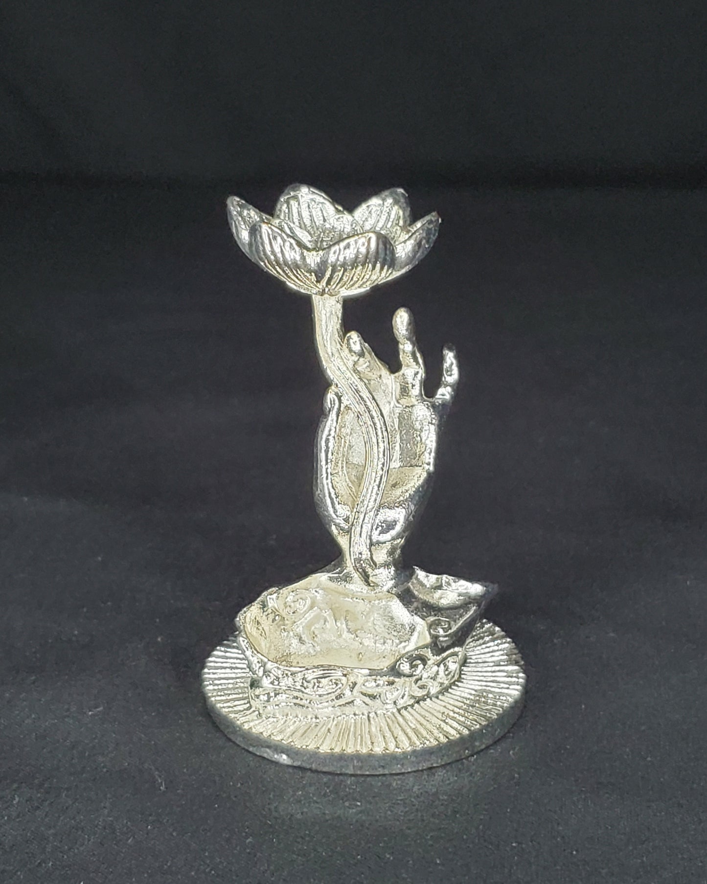 Silver Hand & Flower Sphere Holder #