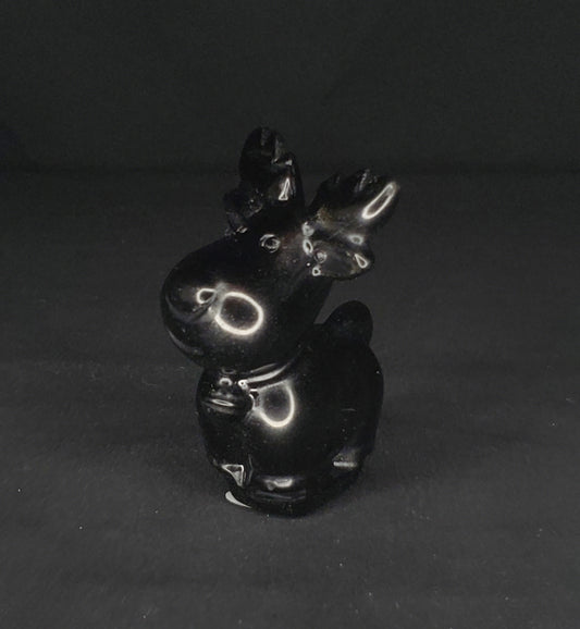 Black Obsidian Reindeer Carving