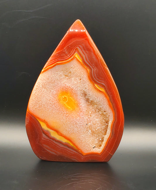 Druzy Carnelian Flame Carving