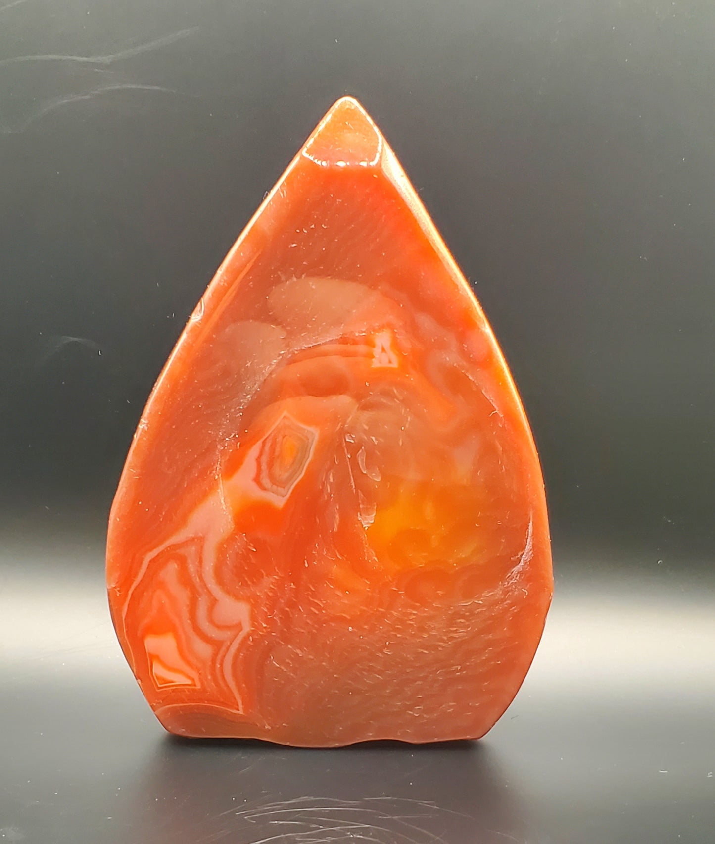 Druzy Carnelian Flame Carving