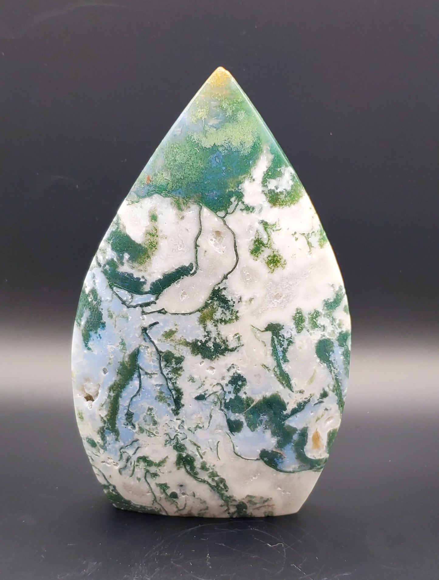 Moss Agate Flame Carving