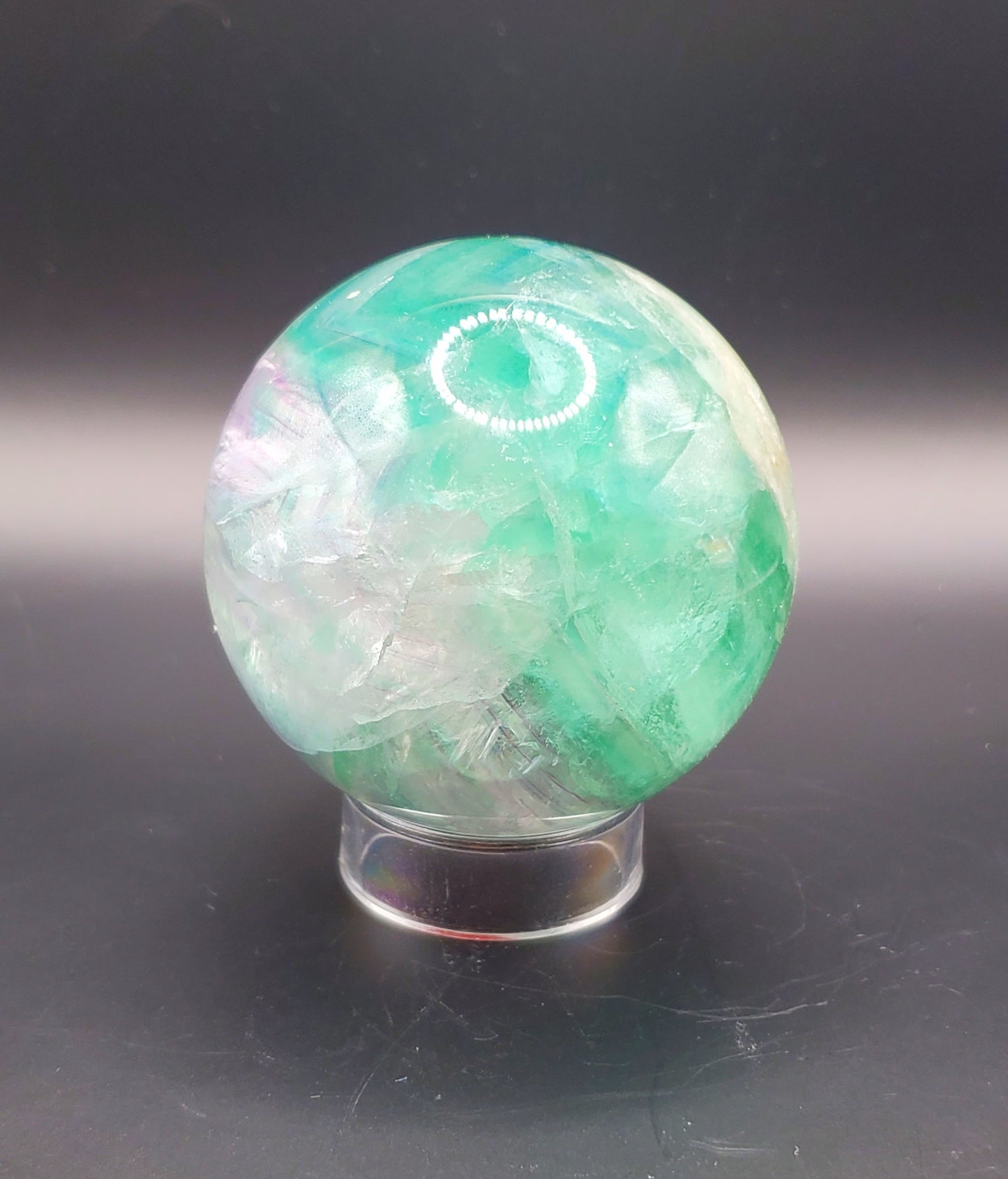 Green Fluorite Sphere with Rainbow