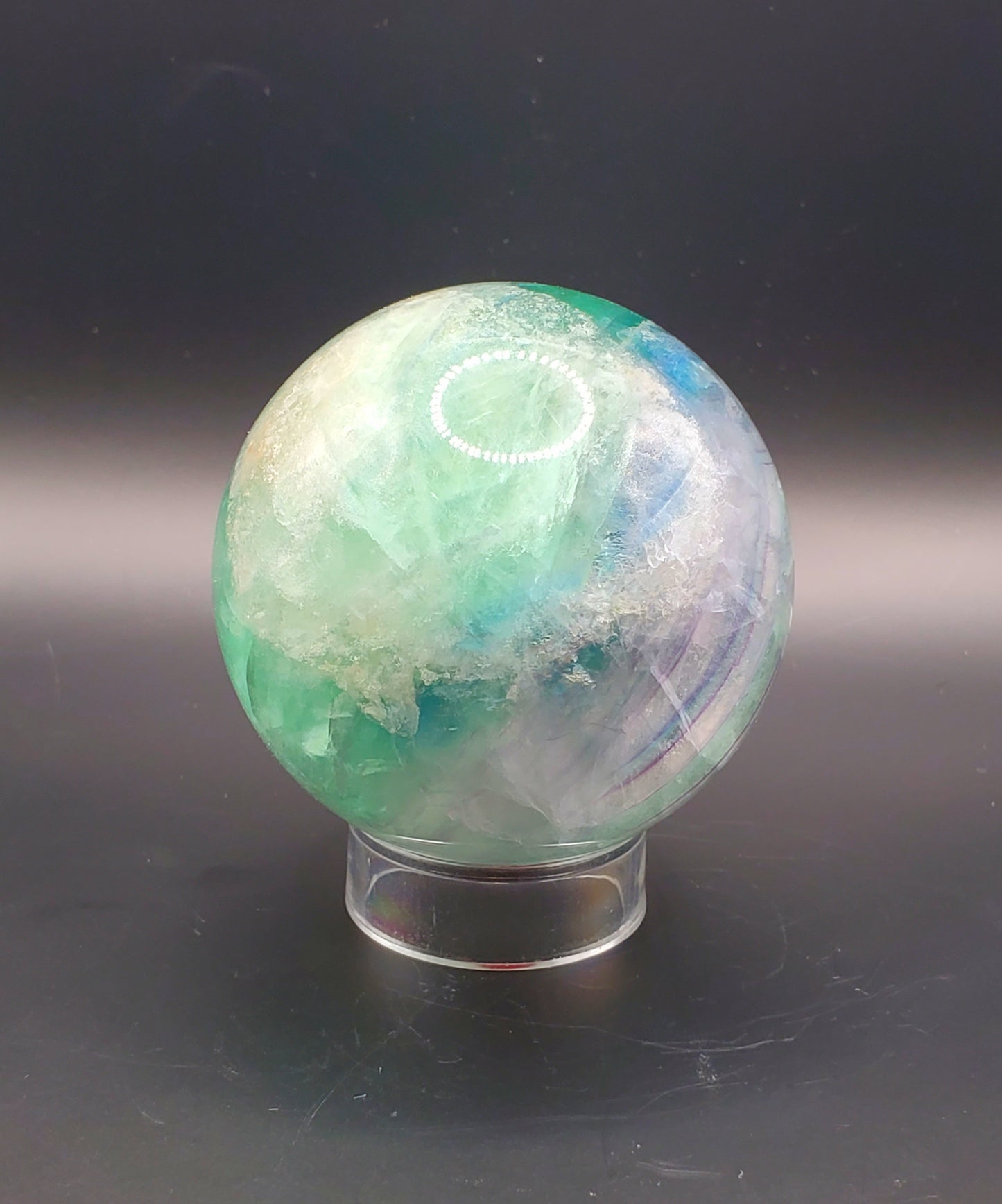 Green Fluorite Sphere with Rainbow