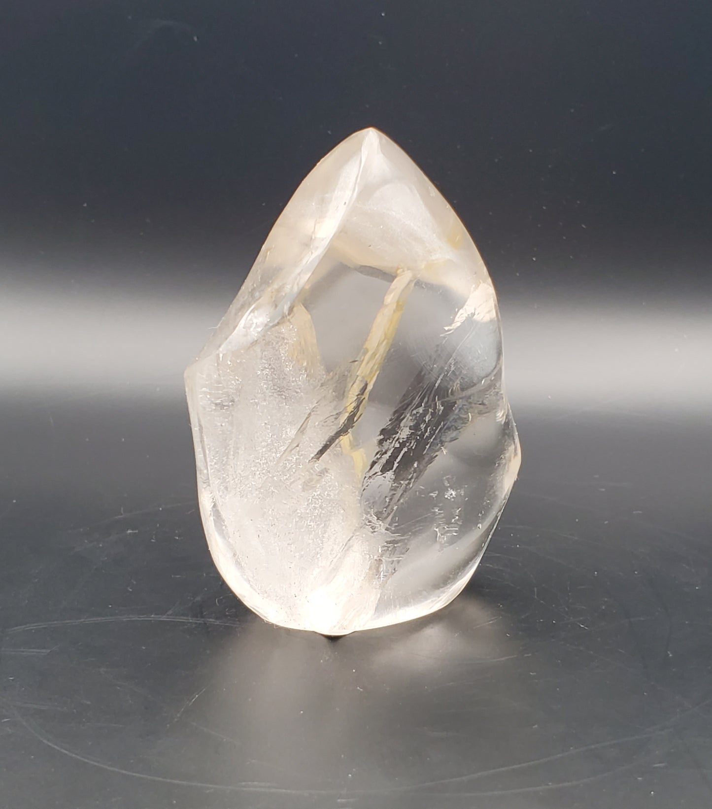 Clear Quartz Flame Carving with Rainbow