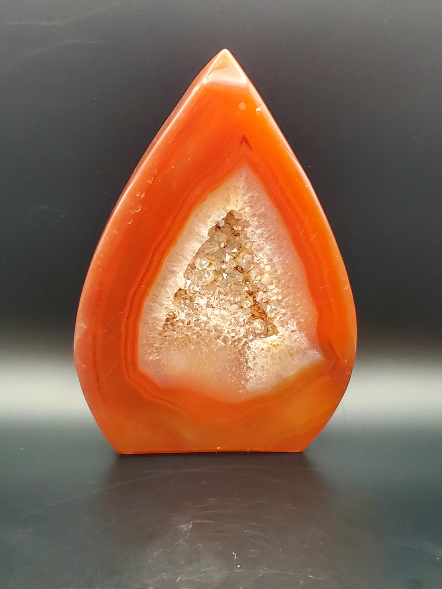 Druzy Carnelian Flame Carving