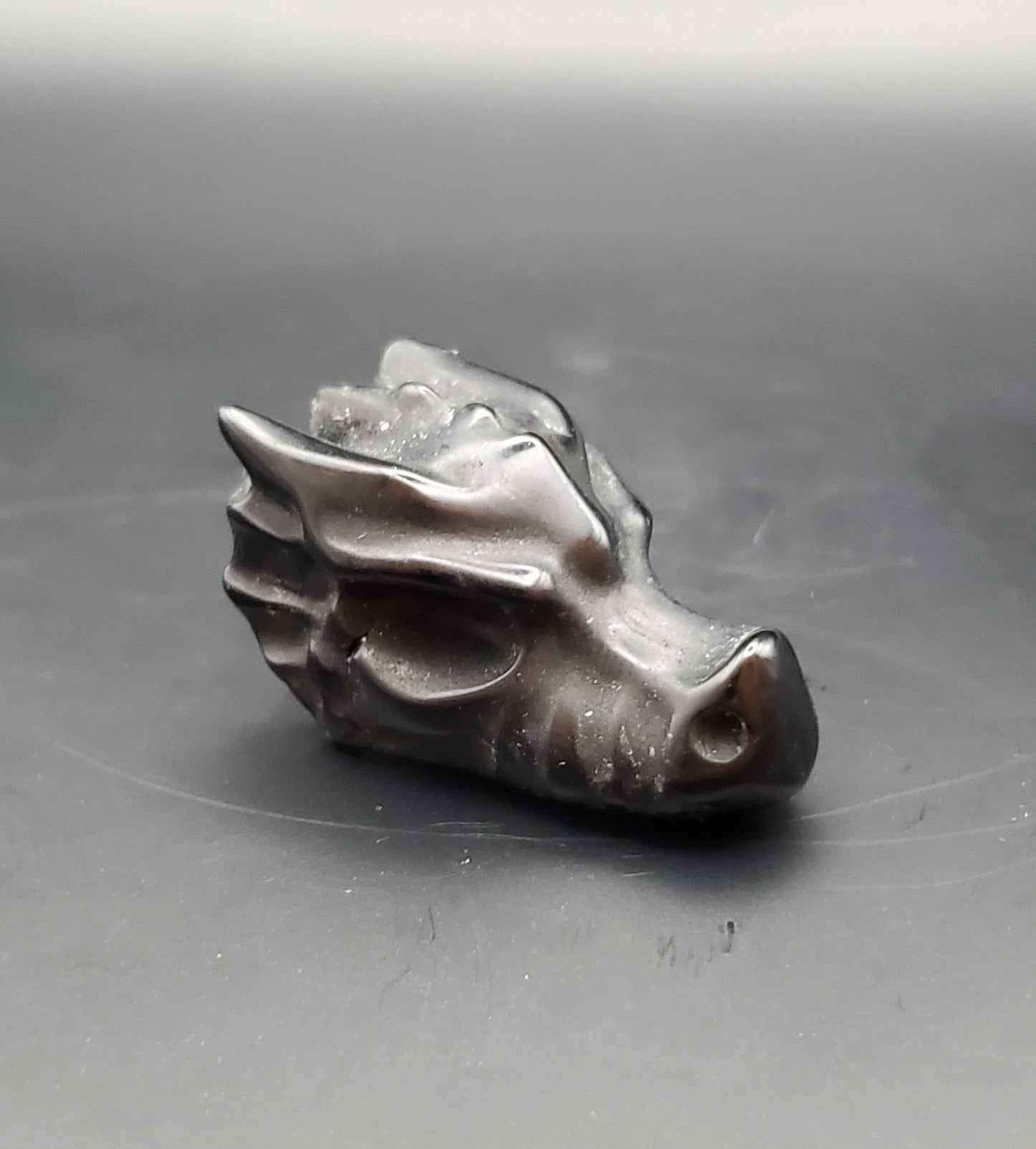 Black Obsidian Dragon Head Carving (Small)