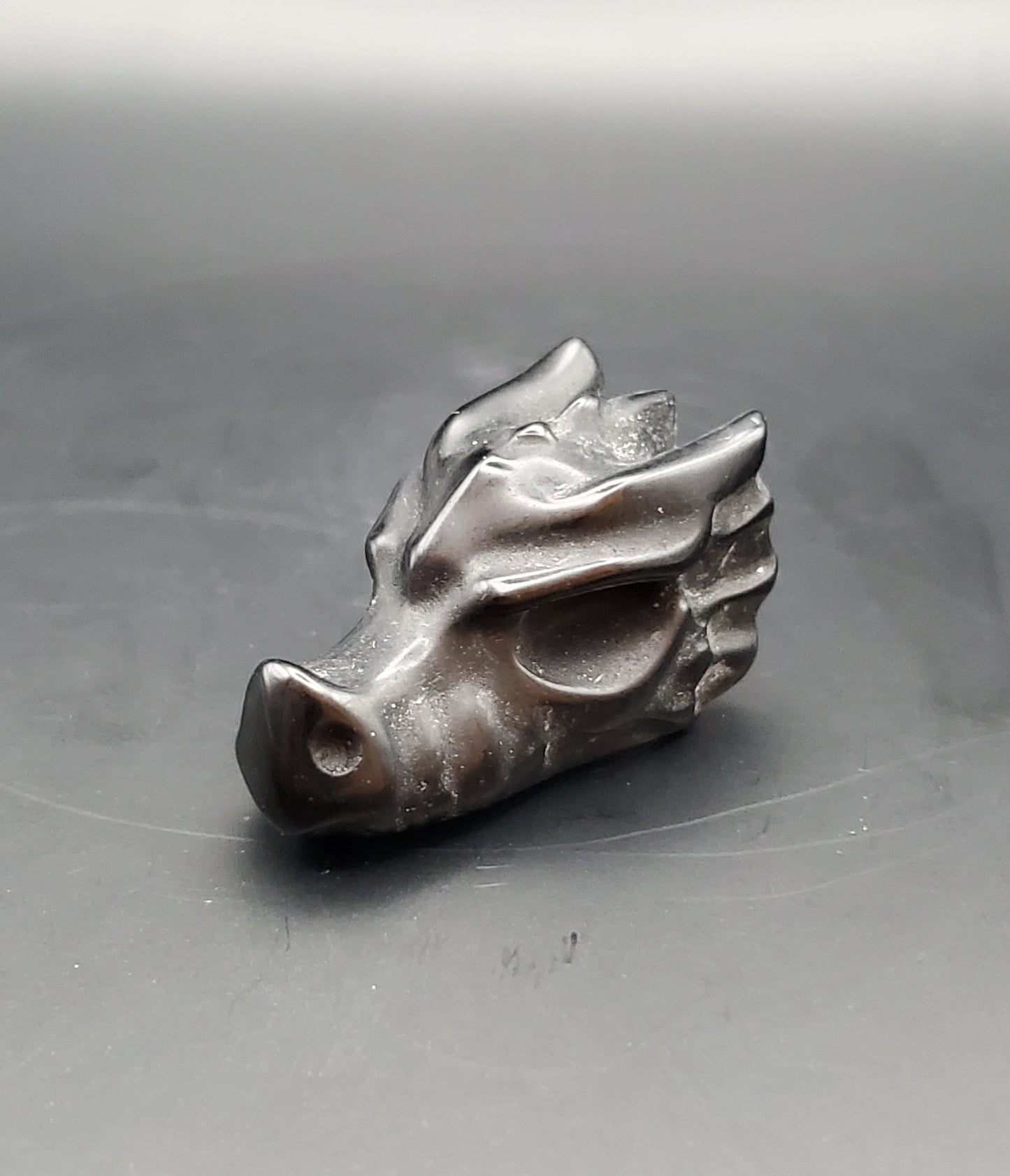 Black Obsidian Dragon Head Carving (Small)