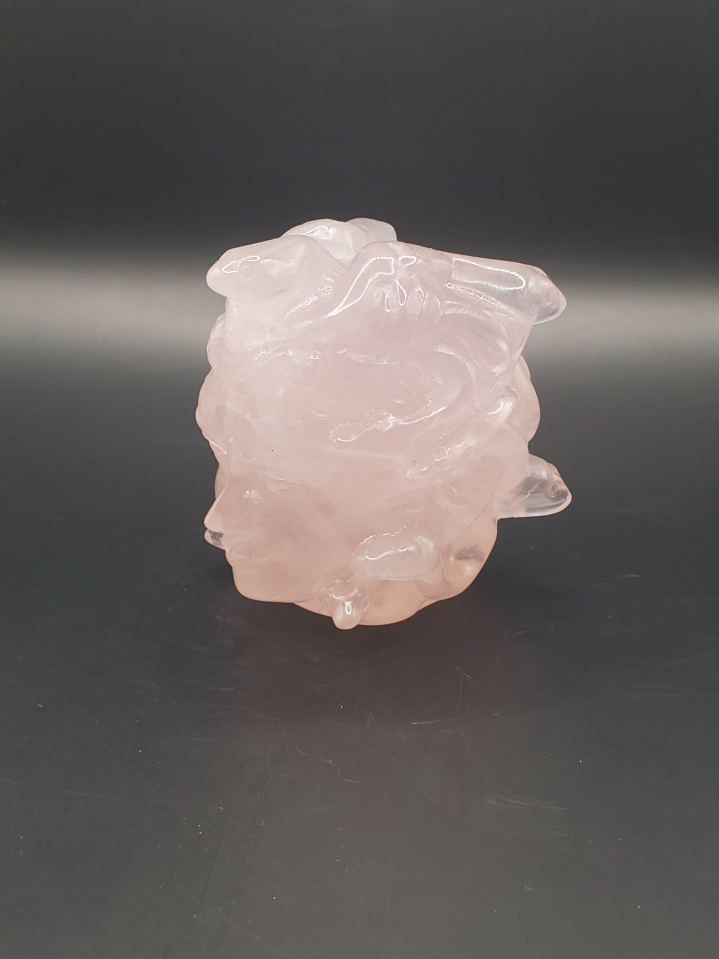 Rose Quartz Medusa Carving