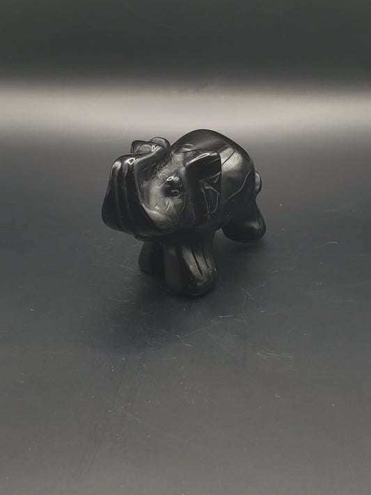 Black Obsidian Elephant Carving