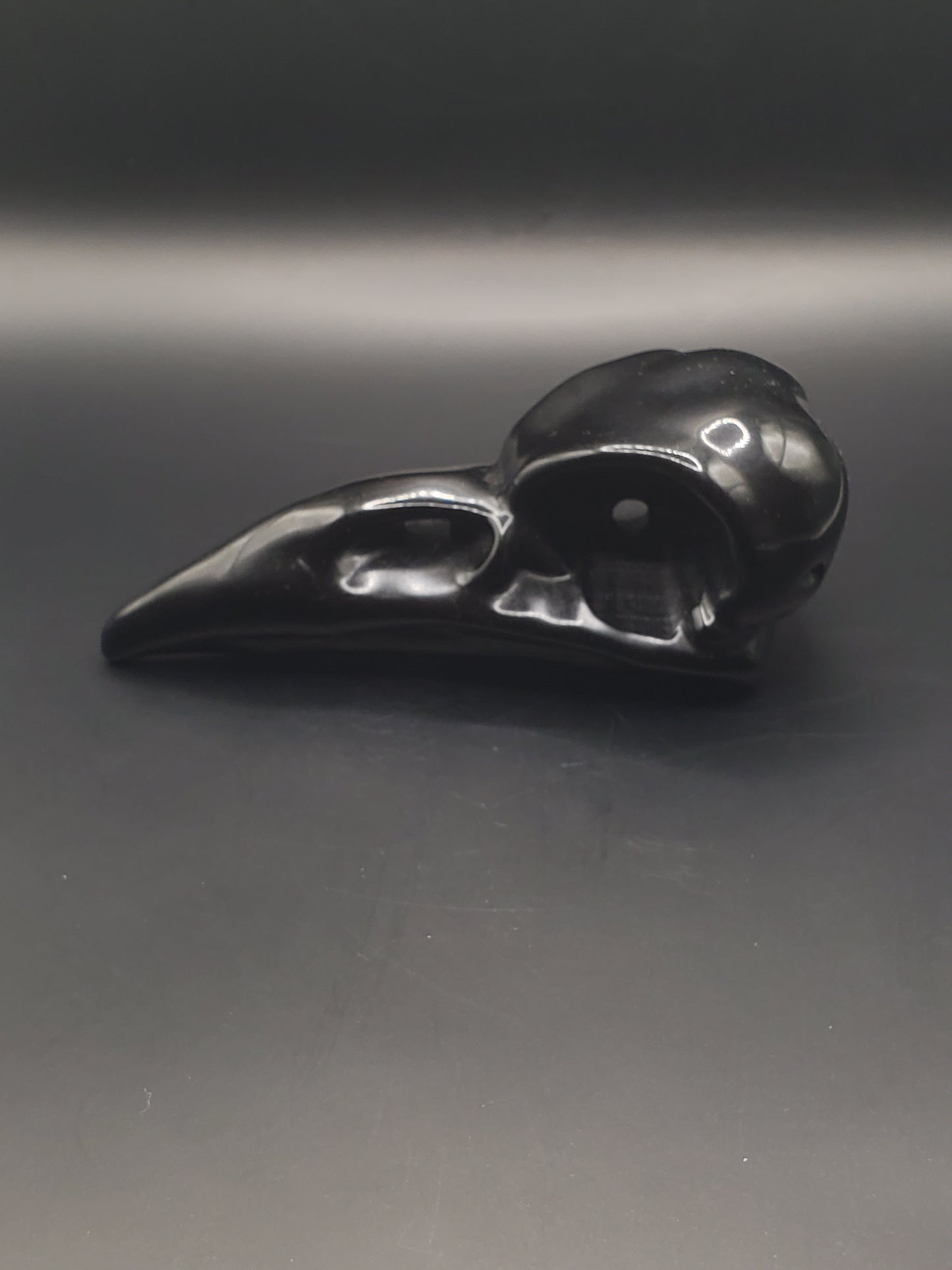 Black Obsidian Bird Skull Carving