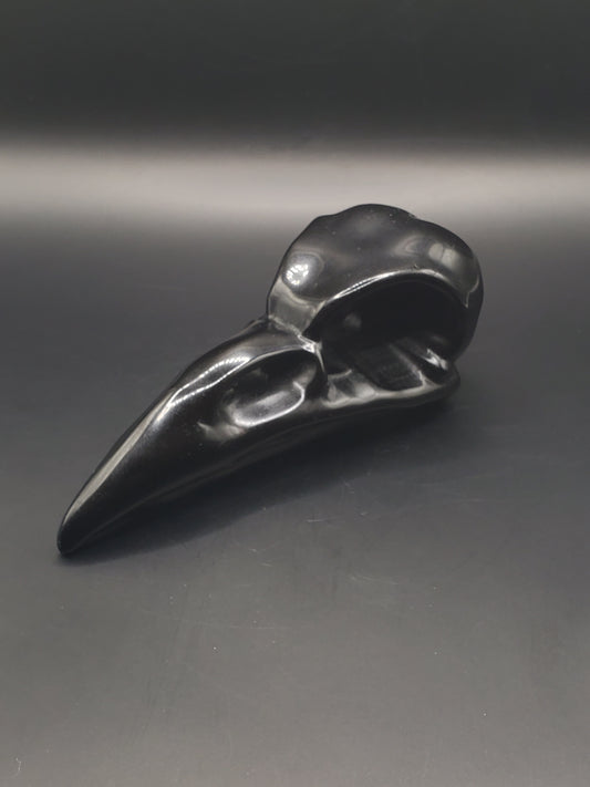 Black Obsidian Bird Skull Carving