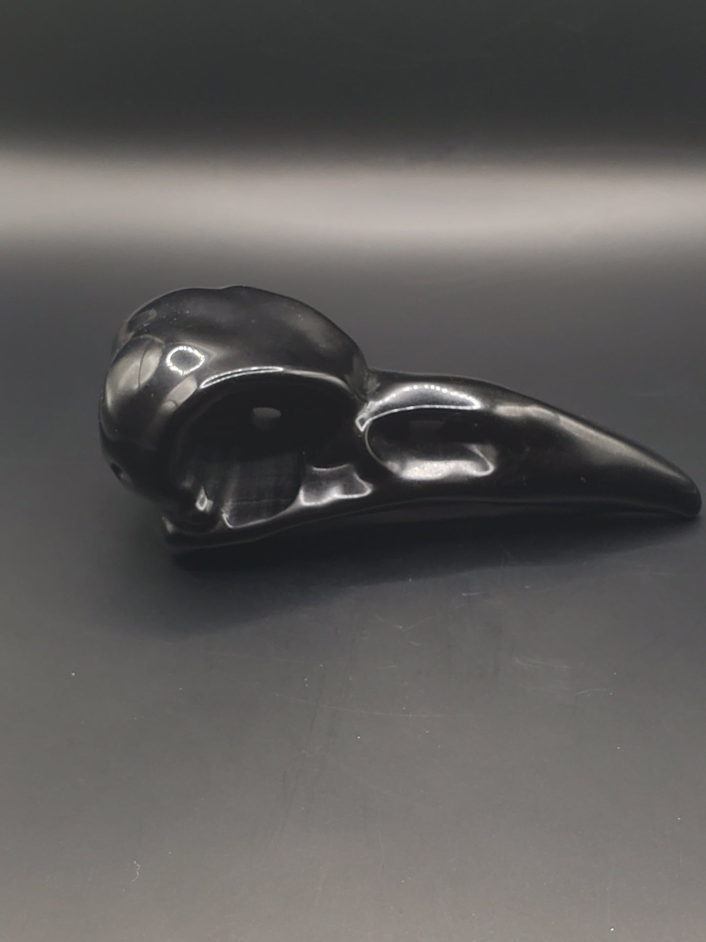 Black Obsidian Bird Skull Carving