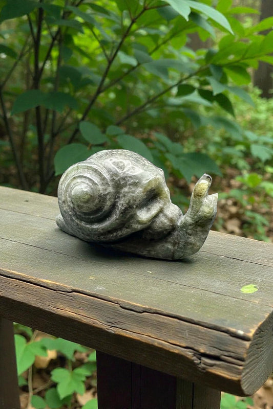 Labradorite Snail Skull Carving