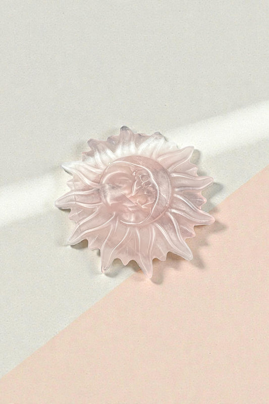 Rose Quartz Sun Carving