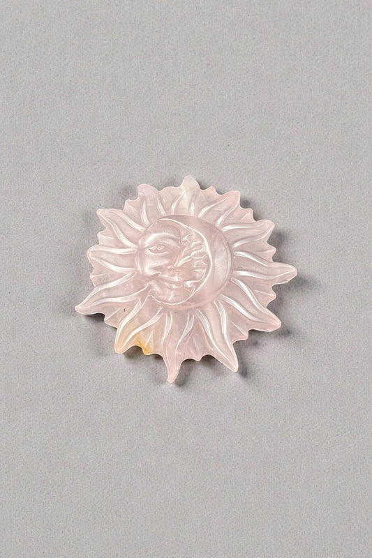 Rose Quartz Sun Carving
