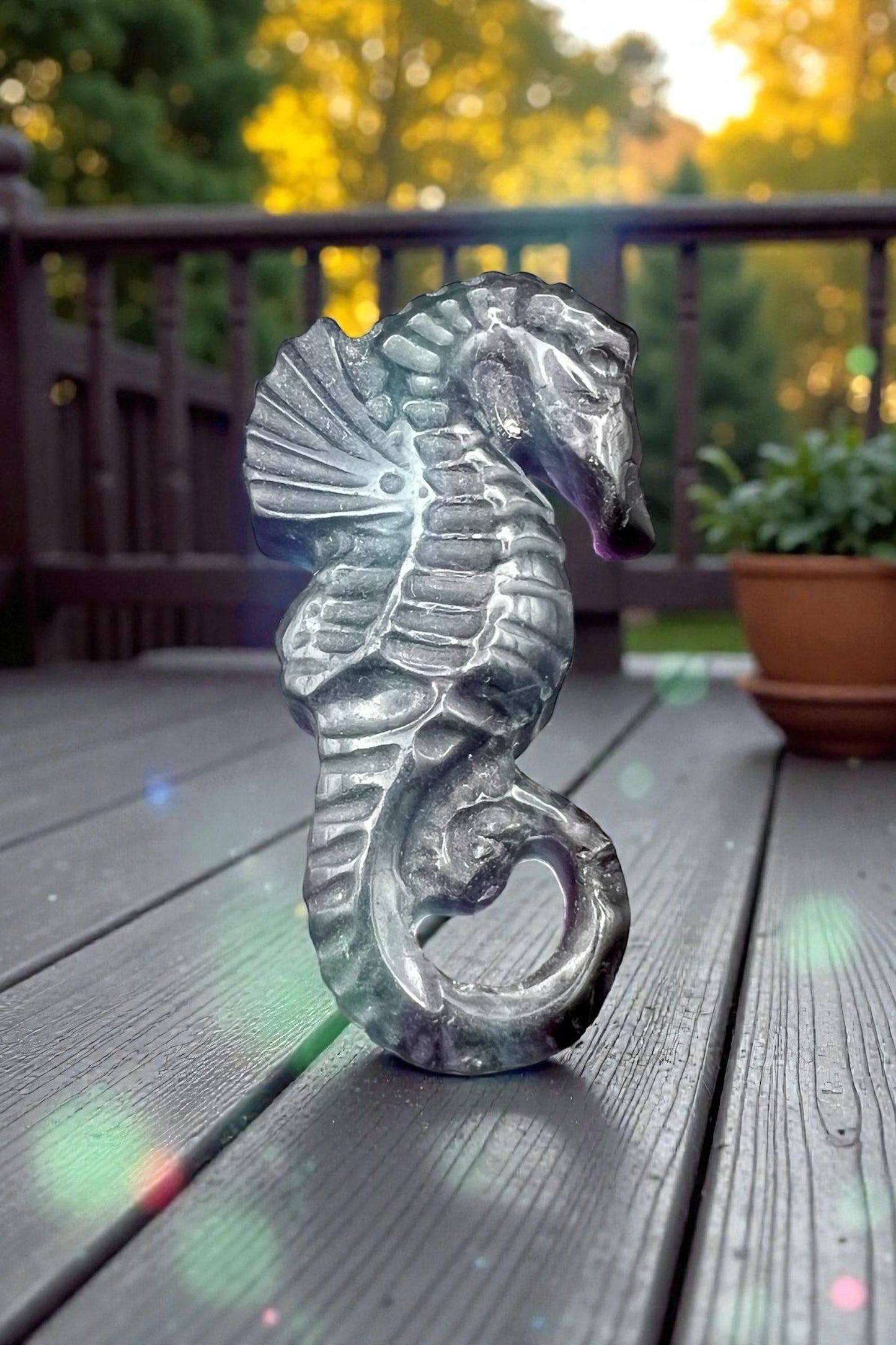 Fluorite Seahorse Carving