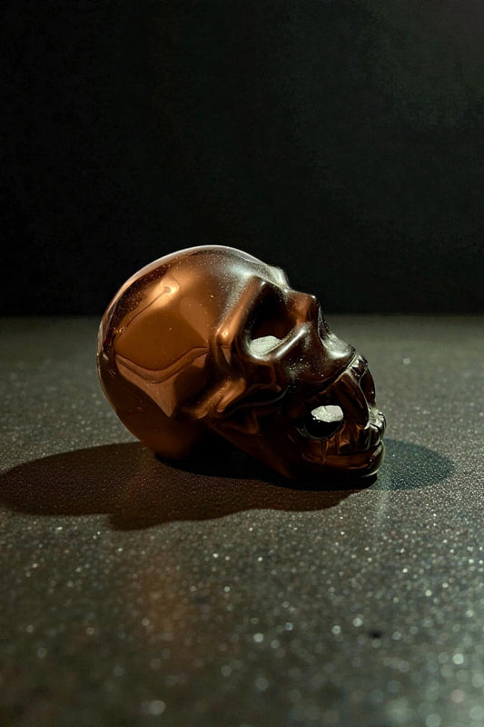 Black Obsidian Carving of Skull with Fangs