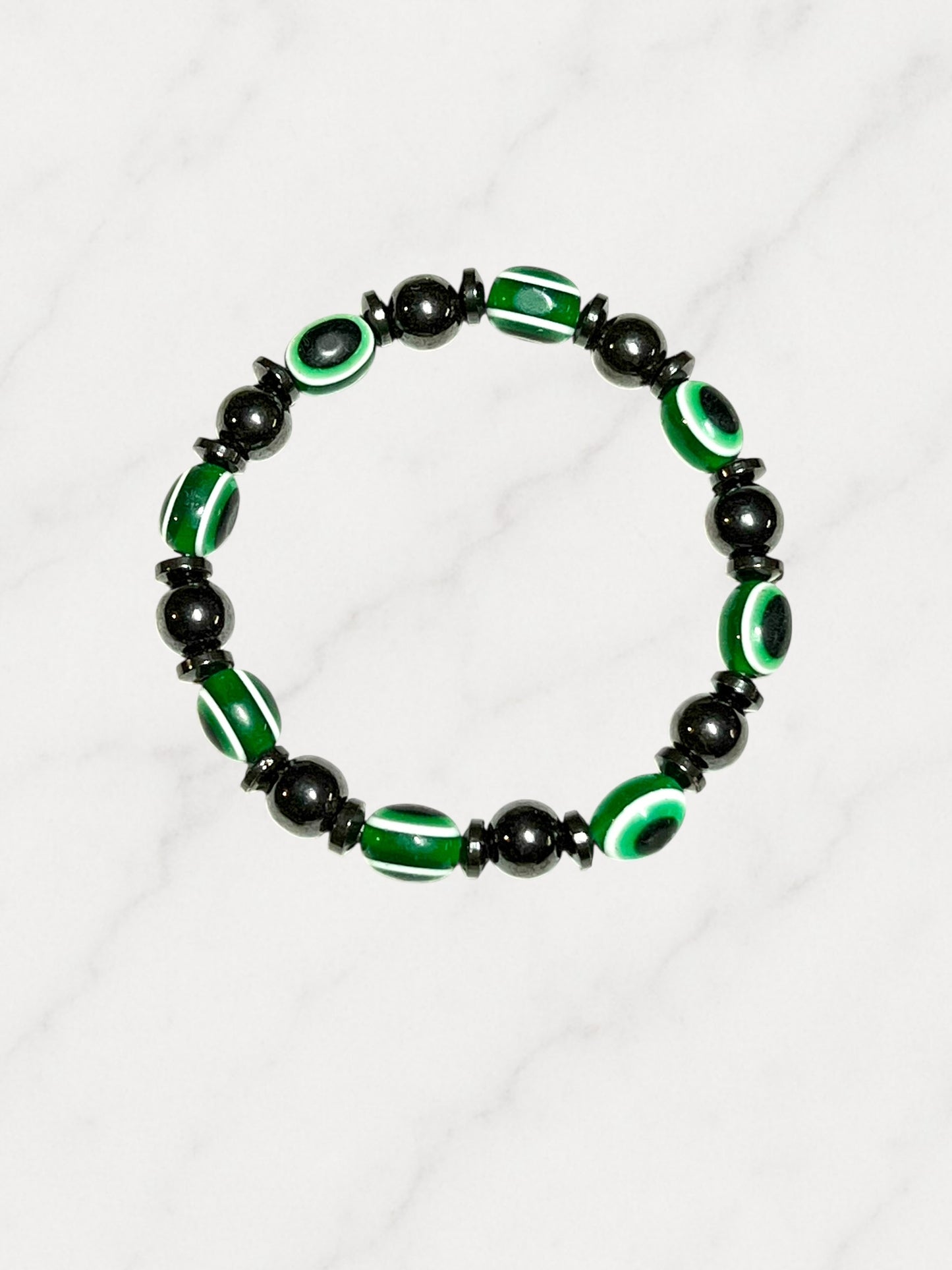 Evil Eye Bracelets - 8mm Magnetite & Resin
