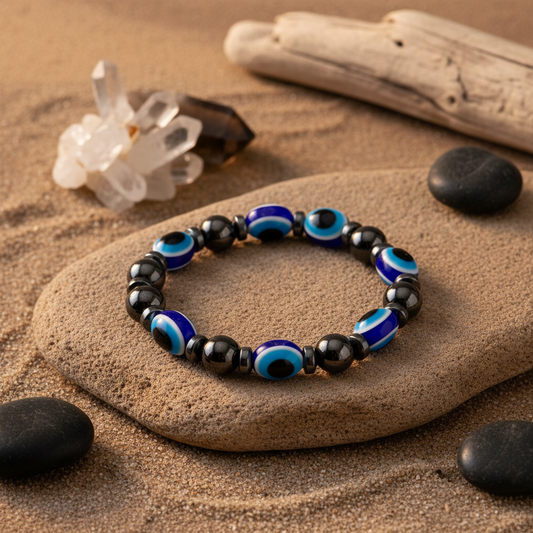 Evil Eye Bracelets - 8mm Magnetite & Resin