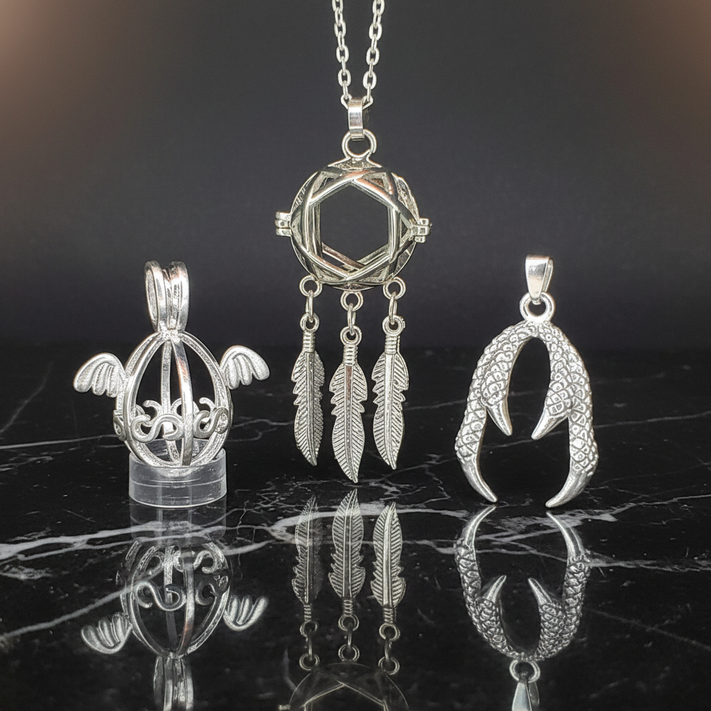 Small Cage Pendants + Metal Chain