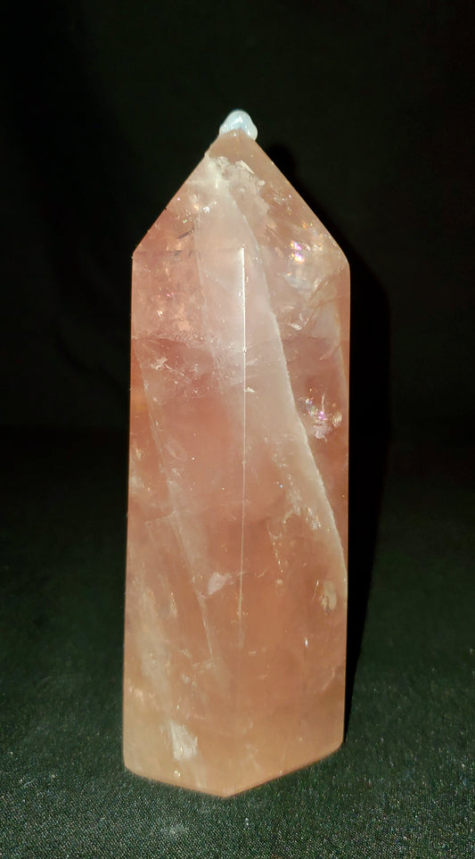 Rose Quartz Tower with Rainbow #