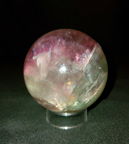 Purple and Green Fluorite Sphere With Rainbow