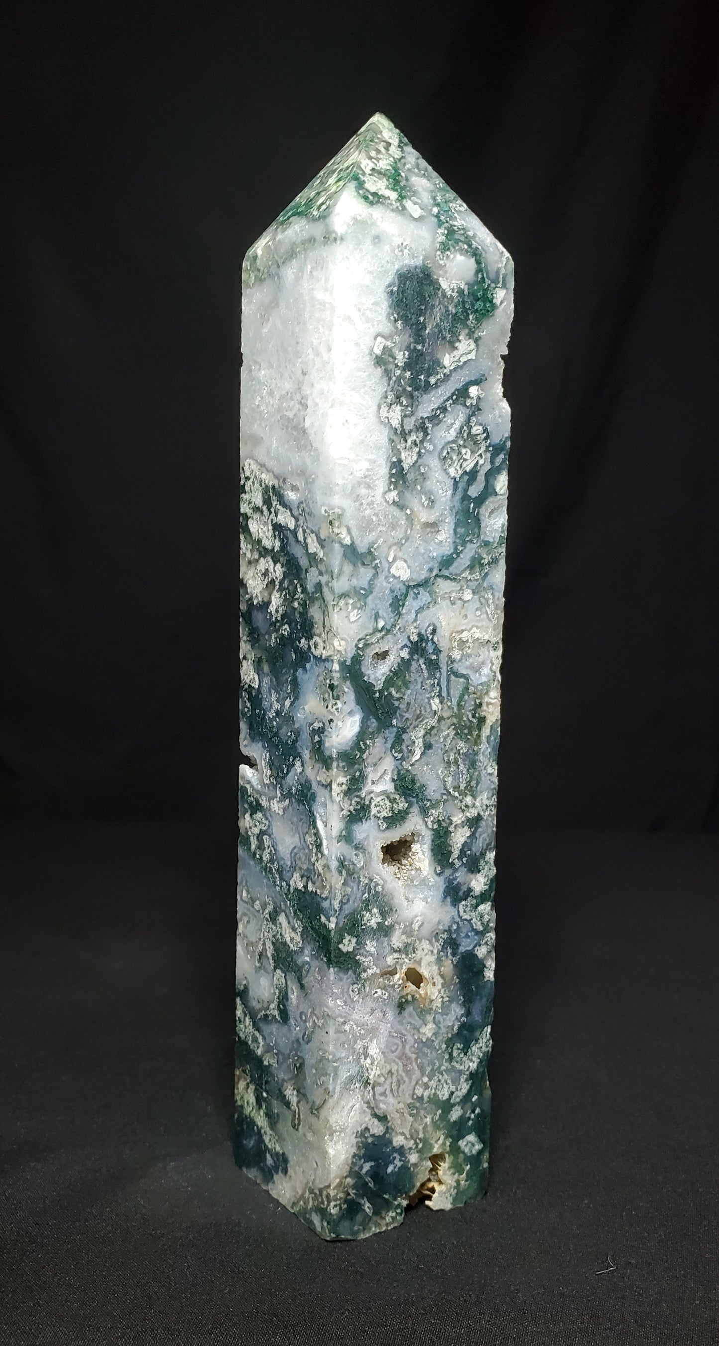 Druzy Moss Agate Tower #