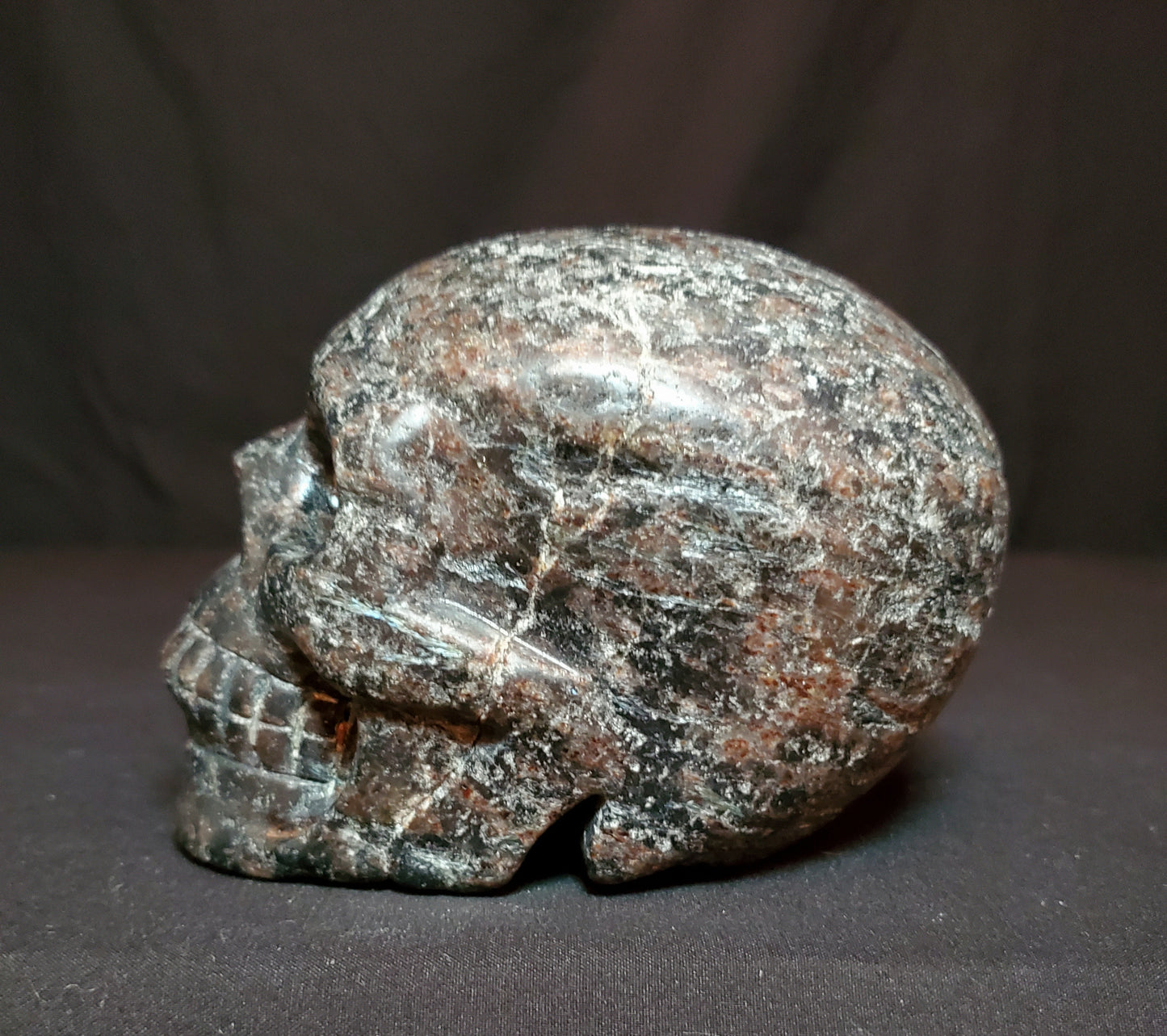 Arfvedsonite Skull Carving