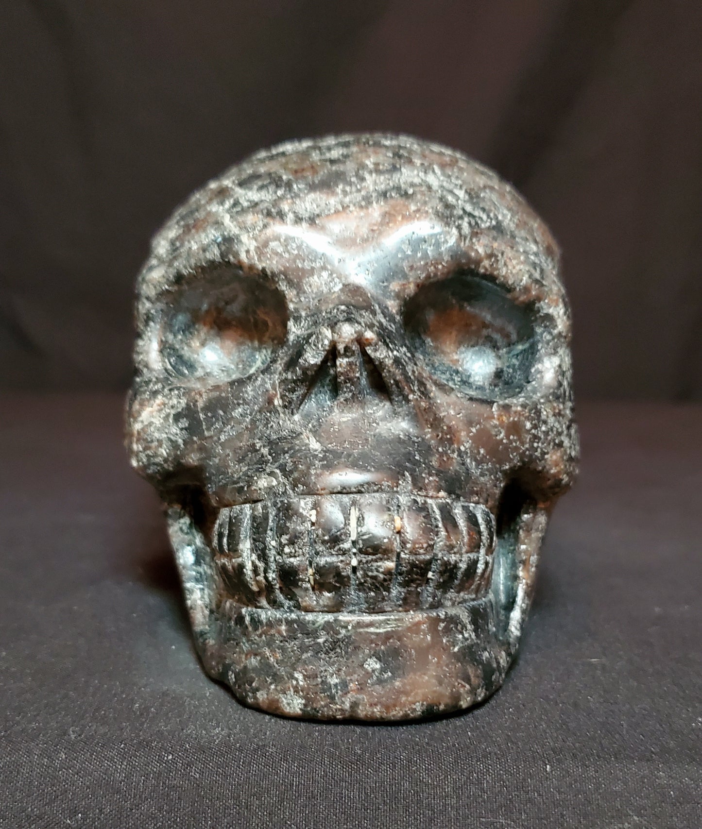 Arfvedsonite Skull Carving