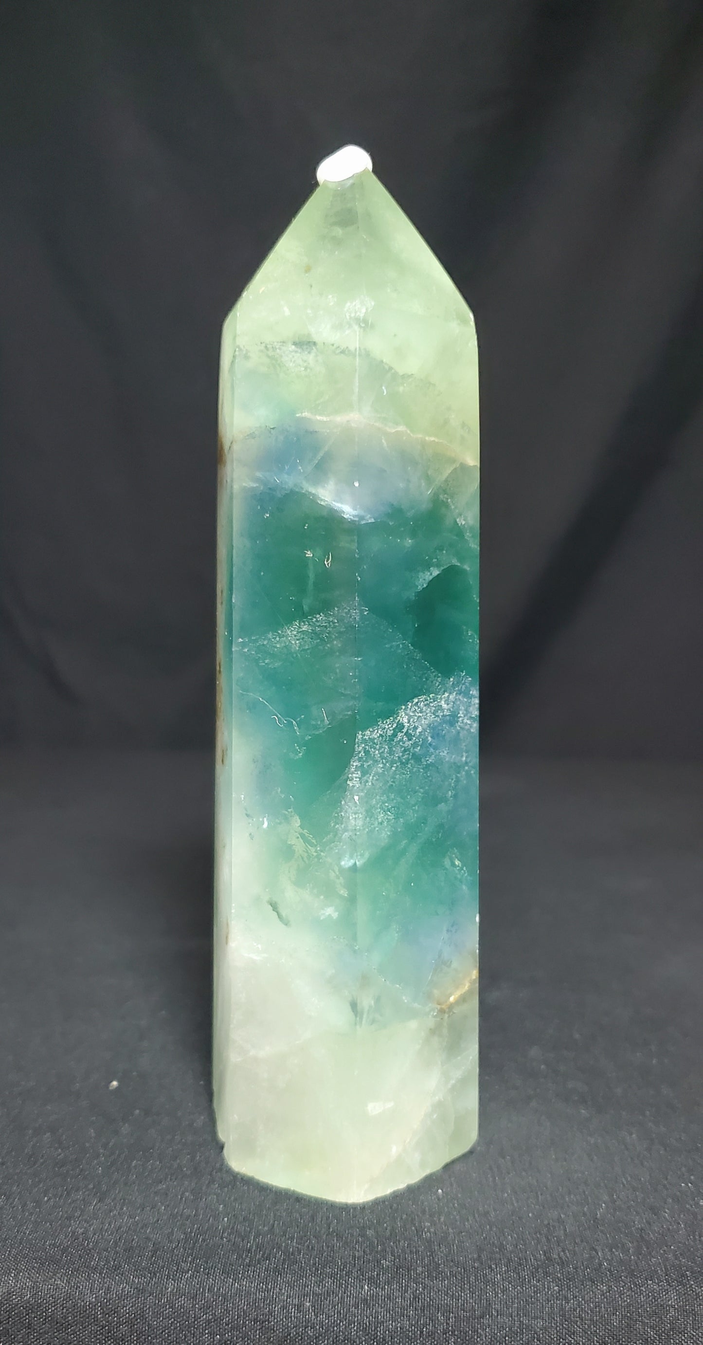 Blue and Green Fluorite Tower with Rainbow