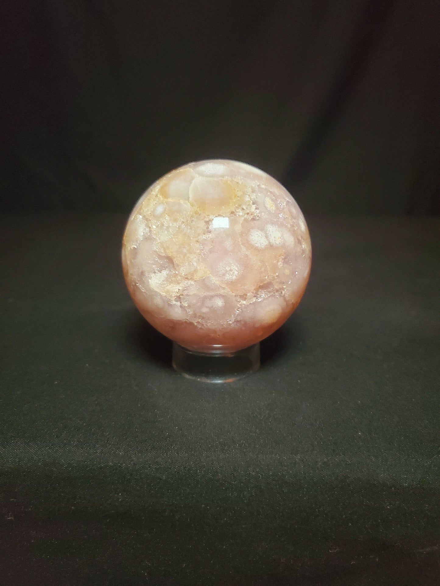 Druzy Flower Agate and Pink Amethyst Sphere