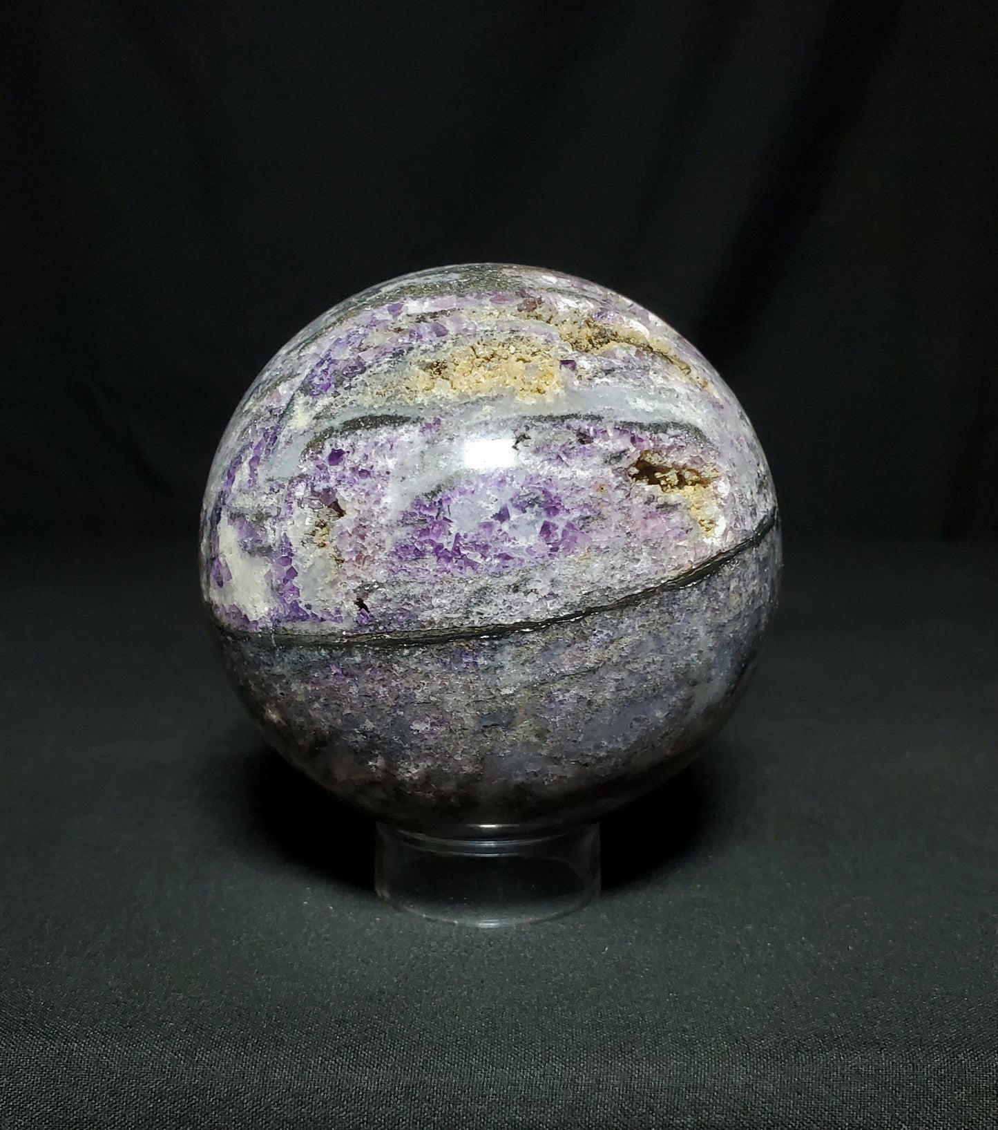 Druzy Sphalerite and Lepidolite Sphere #