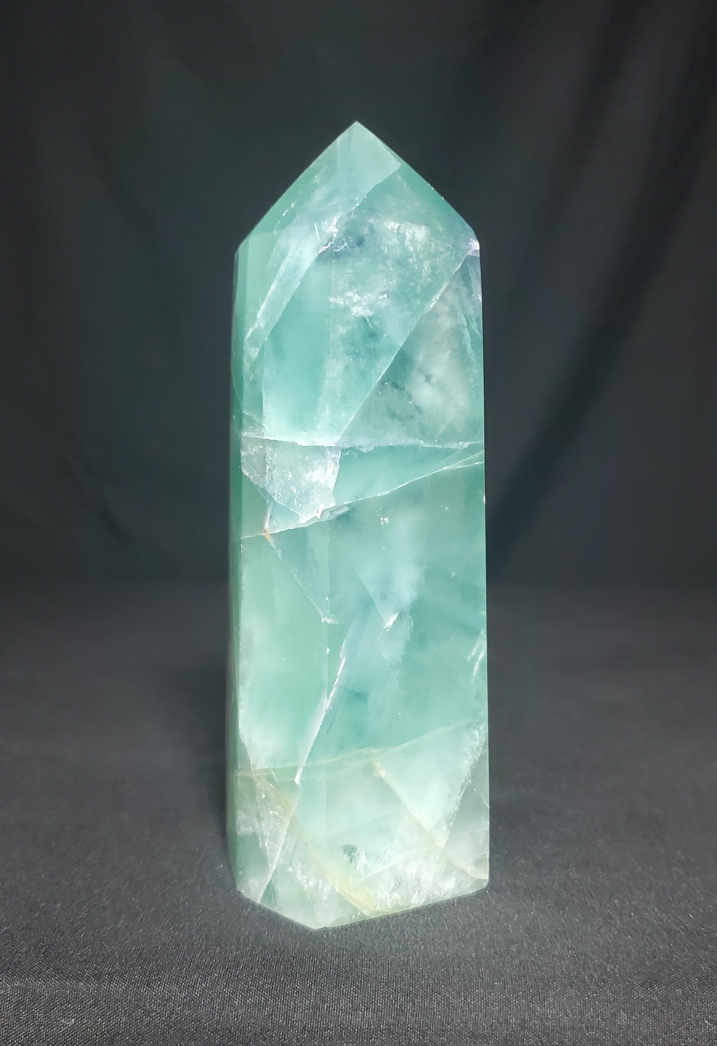 Green Fluorite Tower with Rainbow