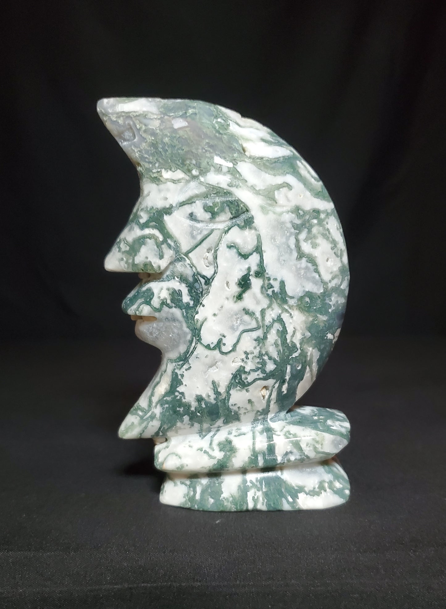 Tree Agate Moon Carving #