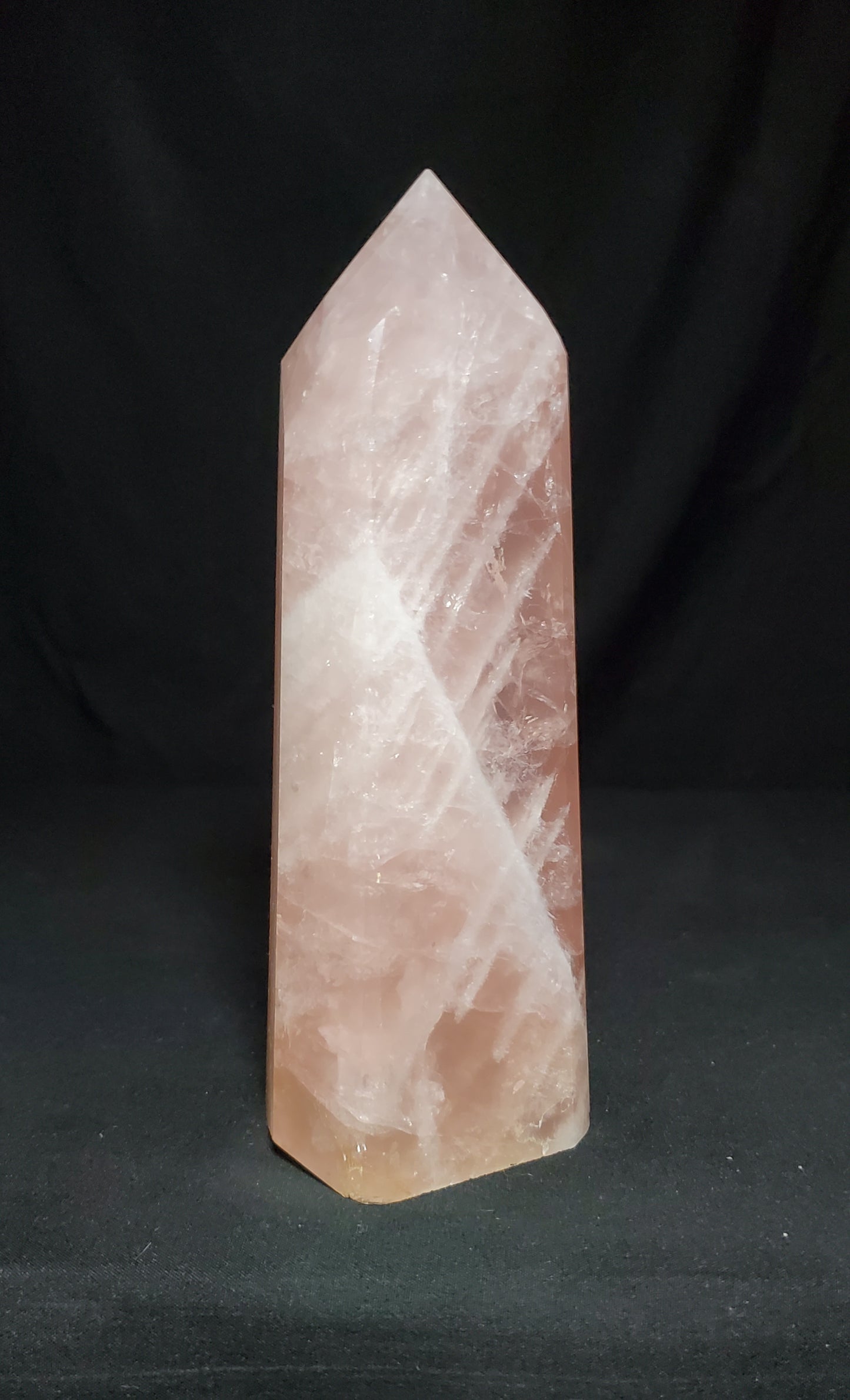 Rose Quartz Tower with Rainbow #