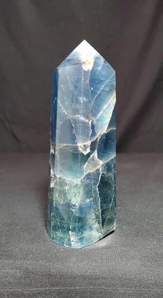 Blue and Green Fluorite Tower with Rainbow