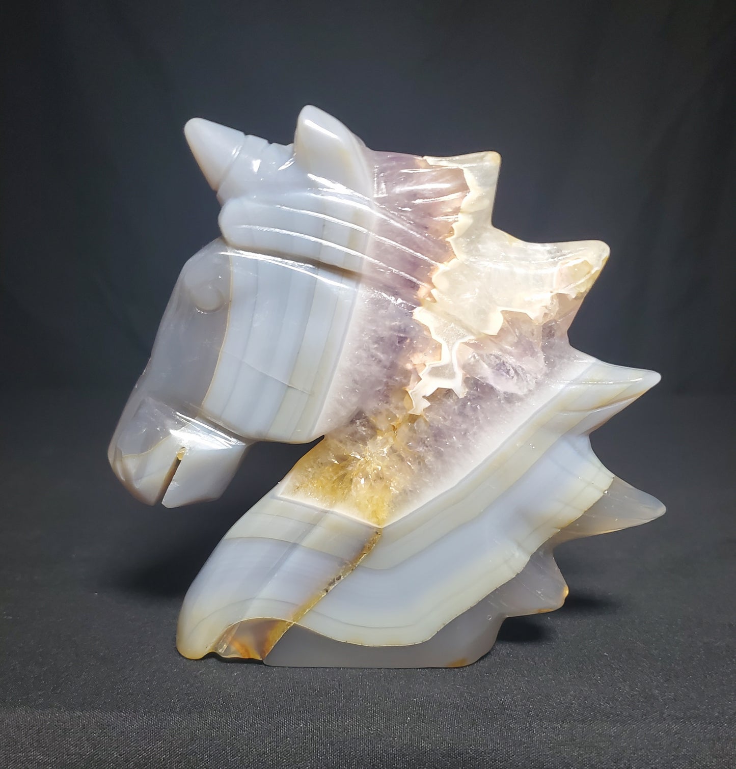 Amethyst and Agate Unicorn Carving