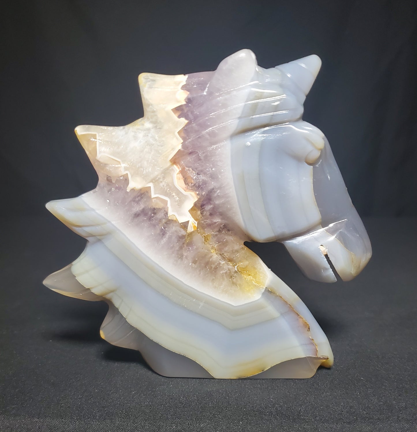 Amethyst and Agate Unicorn Carving