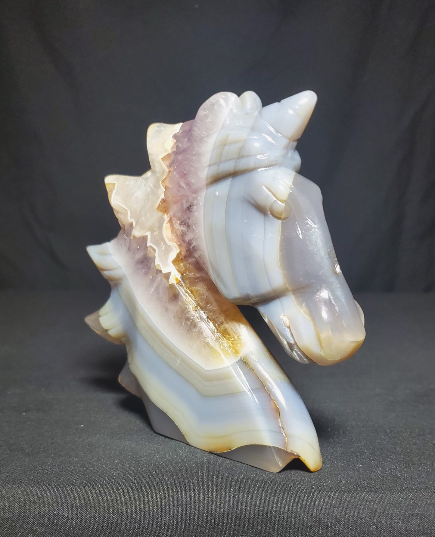 Amethyst and Agate Unicorn Carving