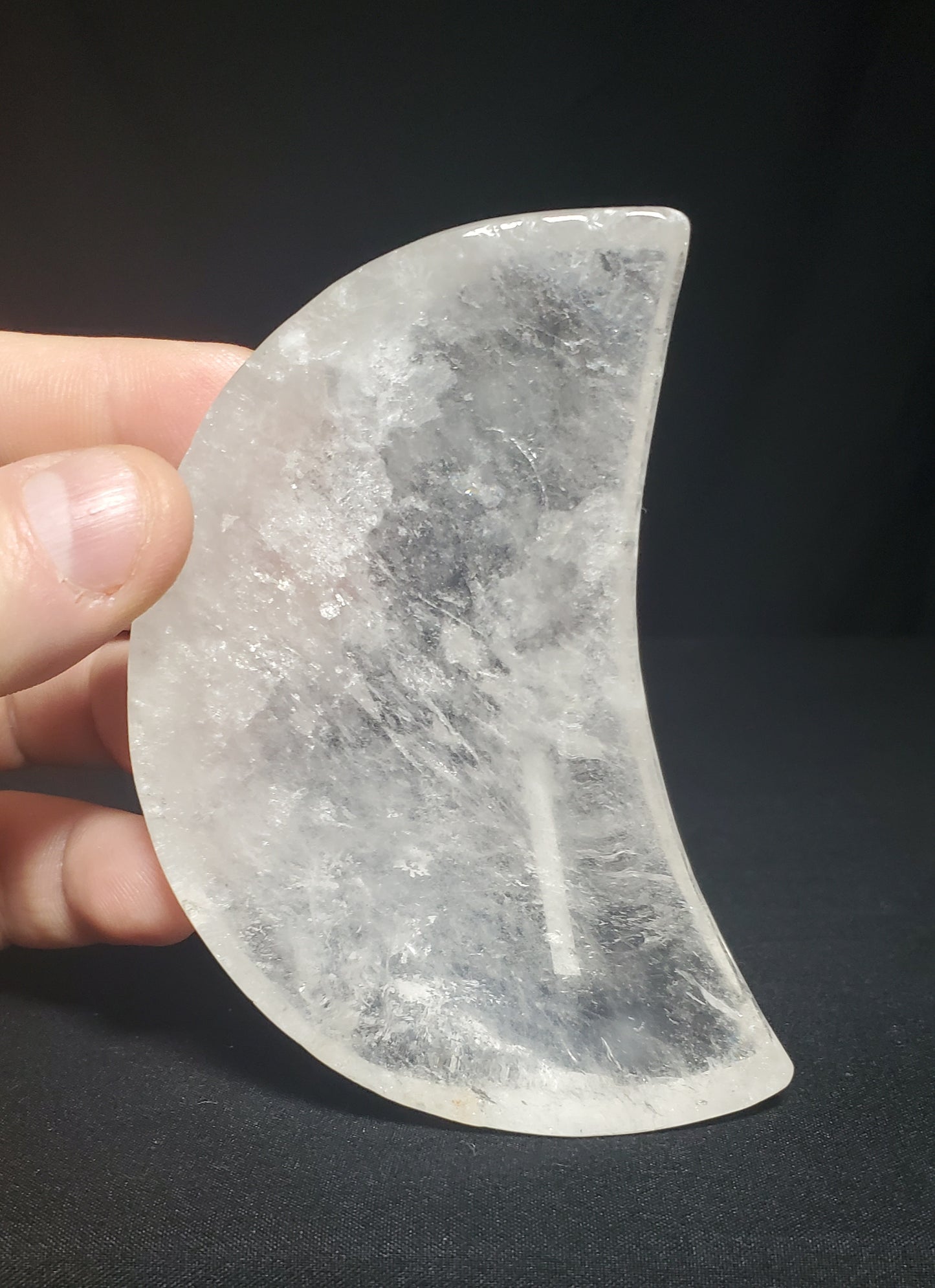 Clear Quartz Moon Bowl Carving