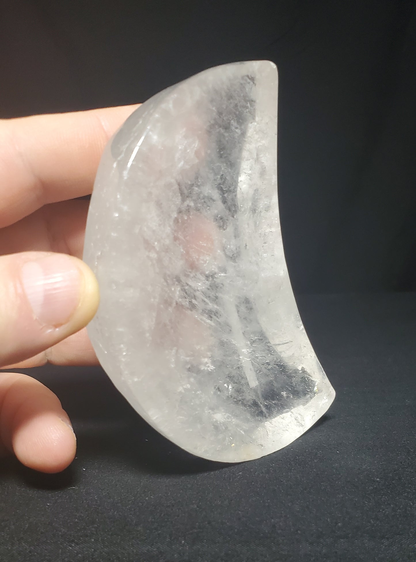 Clear Quartz Moon Bowl Carving