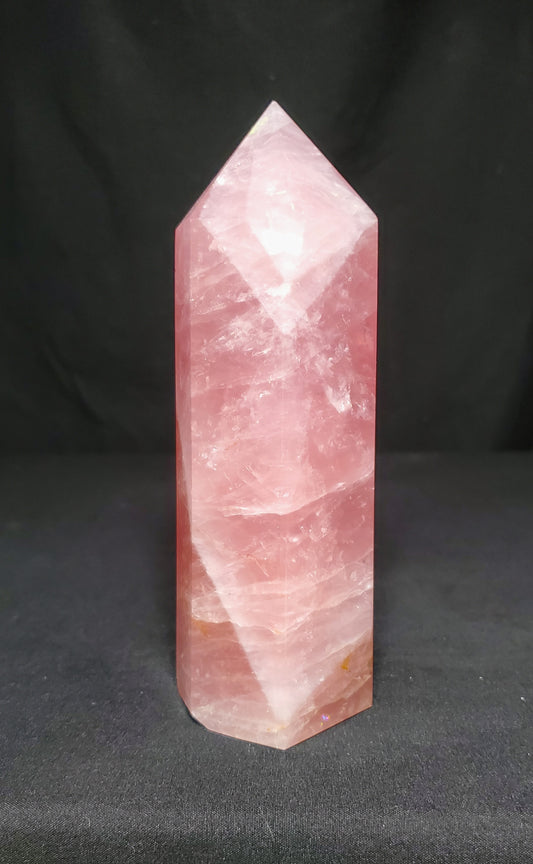 Rose Quartz Tower with Rainbow #