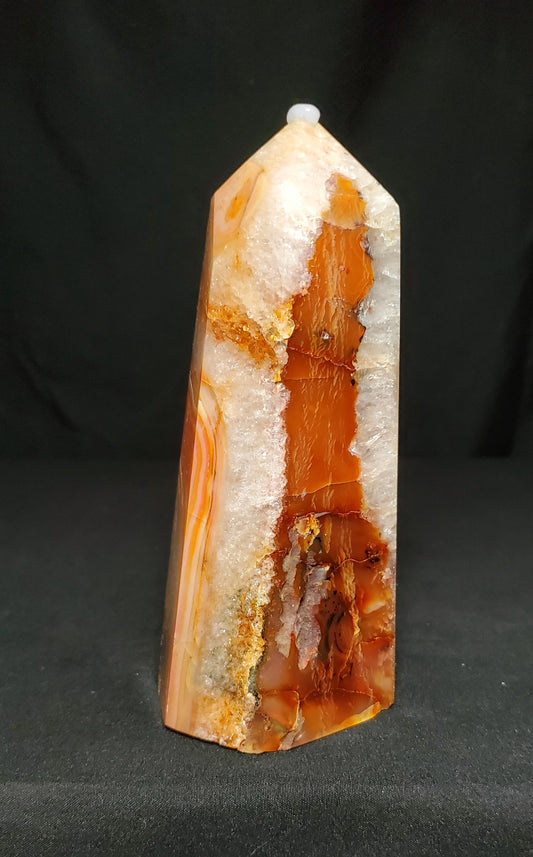 Druzy Carnelian Tower with Quartz