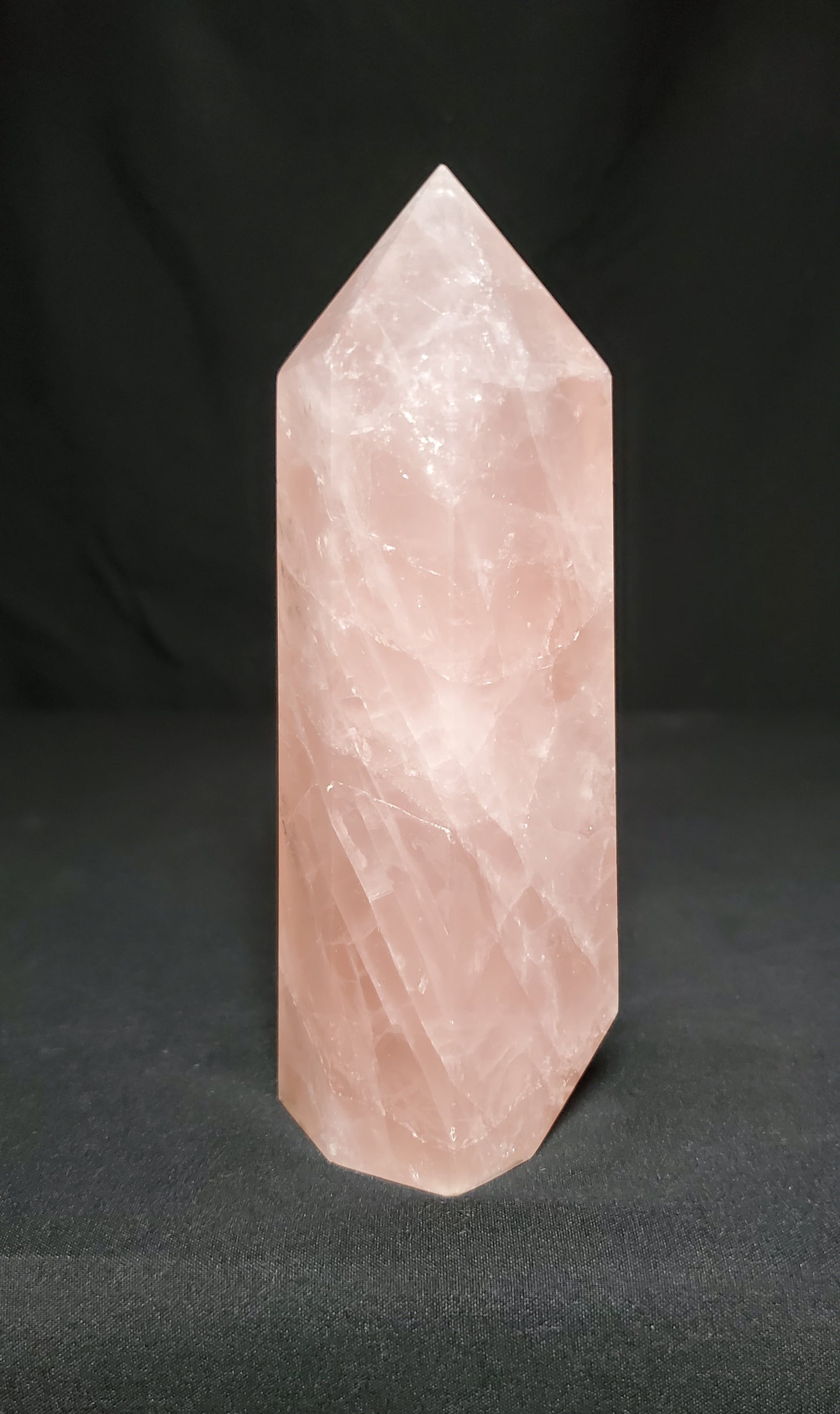 Rose Quartz Tower with Rainbow #